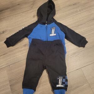 Harley Davidson Baby Boy Blue and Black Hoodie And Sweats Set